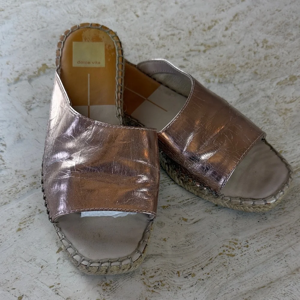 Dolce Vita Banji Women's Rose Gold Espadrille Slides size 7